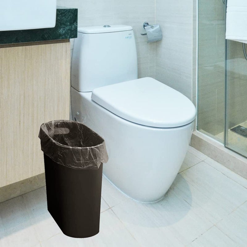ROYFACC Small Trash Can Plastic Bathroom Wastebasket 3.2 Gallon Slim Garbage Container Bin with Handle for Home Kitchen Bathroom Bedroom Office, 2 Pack (Brown) - Image 3